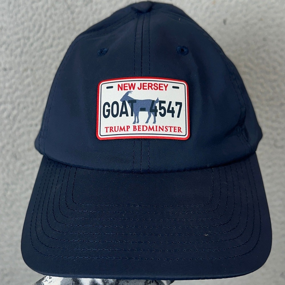 Trump Bedminster GOAT Hats Mens OSFA Navy Blue Performance Golf Cap Levelwear
